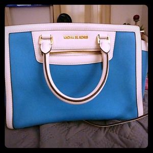 Michael Kors Blue/White Satchel Handbag